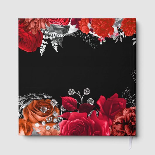 Elegant Red and Silver Flowers Sweet Sixteen Gästebuch (Rückseite)