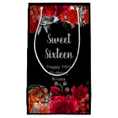 Elegant Red and Silver Flowers Sweet Sixteen Kleine Geschenktüte (Vorderseite)
