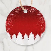 Elegant Red | Bäume & Schneeflocken Weihnachtsfest Geschenkanhänger (Rückseite)