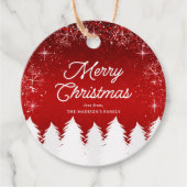 Elegant Red | Bäume & Schneeflocken Weihnachtsfest Geschenkanhänger (Vorderseite)