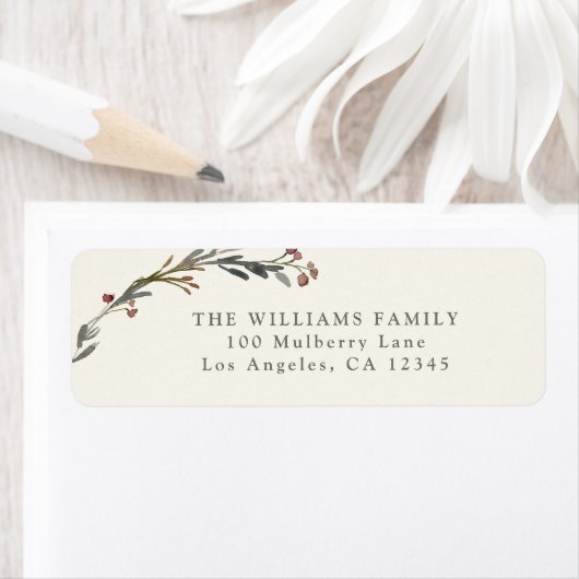 Elegant Red Berries Greenery Holiday Address (Insitu)