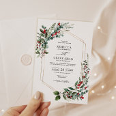 Elegant Red Berries Greenery Weihnachtsfeier Einladung