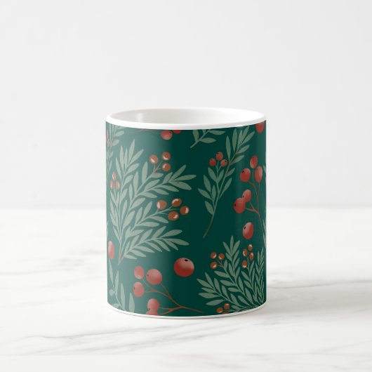 Elegant Red Berry Christmas Mug Kaffeetasse (Mittel)