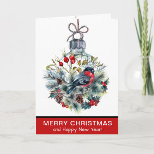 Elegant Red Bird Ornament Christmas Holiday Feiertagskarte