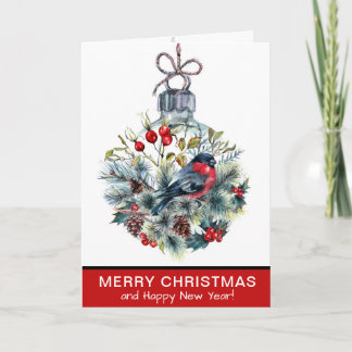Elegant Red Bird Ornament Christmas Holiday Feiertagskarte