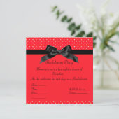 ELEGANT RED BLACK BOW BACHELORETTE INVITE EINLADUNG (Stehend Vorderseite)
