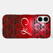 ELEGANT RED BLACK DAMASK MONOGRAMM Case-Mate iPhone HÜLLE (Rückseite (Horizontal))
