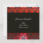 ELEGANT RED BLACK DAMASK WEDD MONOGRAM EINLADEN EINLADUNG (Rückseite)