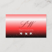 Elegant Red Black Gradient Sparkle Jewels Initials Visitenkarte (Vorderseite)