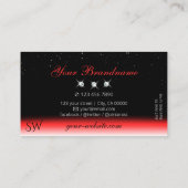 Elegant Red Black Gradient Sparkle Jewels Monogram Visitenkarte (Rückseite)