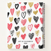 Elegant Red Black Hearts Your Name Sketchbook Notizblock (Rückseite)