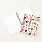 Elegant Red Black Hearts Your Name Sketchbook Notizblock (Innenseite)