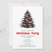 Elegant Red Black Plaid Christmas Dinner Invite Einladung (Vorderseite)