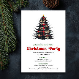 Elegant Red Black Plaid Christmas Dinner Invite Einladung
