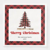 Elegant Red Black Plaid Christmas Napkin Design Serviette (Vorderseite)