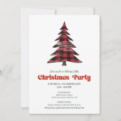 Elegant Red Black Plaid Holiday Party Invitation Einladung (Vorderseite)