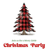 Elegant Red Black Plaid Holiday Party Invitation Einladung