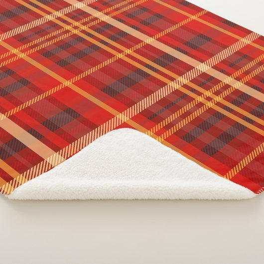 Elegant Red Black Plaid Monogram Custom  Sherpadecke (3/4)