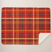 Elegant Red Black Plaid Monogram Custom Sherpadecke (Vorderseite (Horizontal))