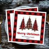 Elegant Red Black Plaid Napkin for Holiday Table Serviette