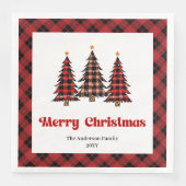 Elegant Red Black Plaid Napkin for Holiday Table Serviette (Vorderseite)