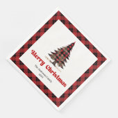 Elegant red black plaid napkins custom name  serviette (Ecke)