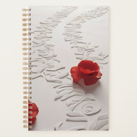 Elegant Red Blossom Path Floral Art Planer (Vorderseite)