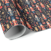 Elegant Red & Blue Nutcracker Classic Geschenkpapier (Rolleneckpunkt)