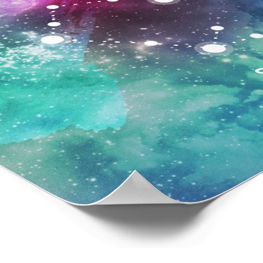 Elegant Red Blue Watercolor Nebula Sagittarius Poster (Ecke)