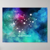 Elegant Red Blue Watercolor Nebula Sagittarius Poster (Vorne)