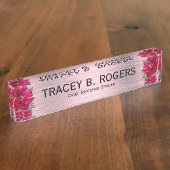 Elegant Red Blume Pink Chief Financial Officer De Namensplakette (Seite)