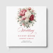 Elegant Red Blush Boho Wedding Guest Book Poster Gästebuch (Vorderseite)