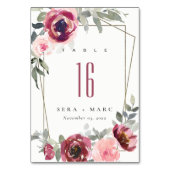 ELEGANT RED BLUSH BURGUNDY ROSE FLORAL WEDD TISCHNUMMER (Rückseite)