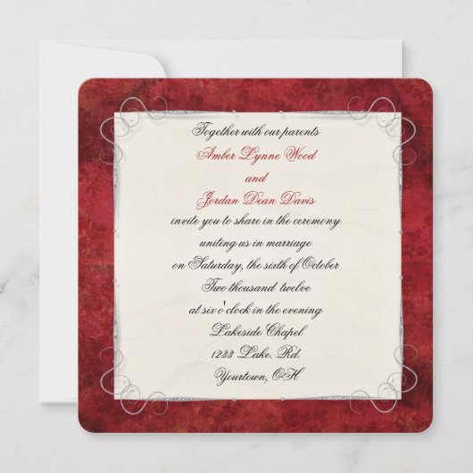 Elegant Red Border Einladung (Vorderseite)