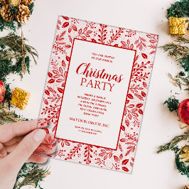 Elegant Red Botanicals Christmas Party Acryleinladungen