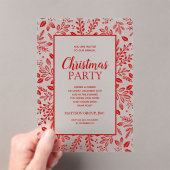 Elegant Red Botanicals Christmas Party Acryleinladungen (Insitu (Handheld))
