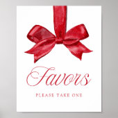 Elegant Red Bow Baby Shower Favors Sign Poster (Vorne)