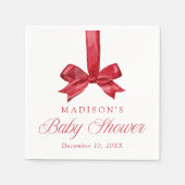 Elegant Red Bow Christmas Baby Shower Serviette (Vorderseite)