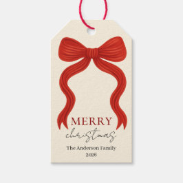 Elegant Red Bow Christmas Party -  Geschenkanhänger