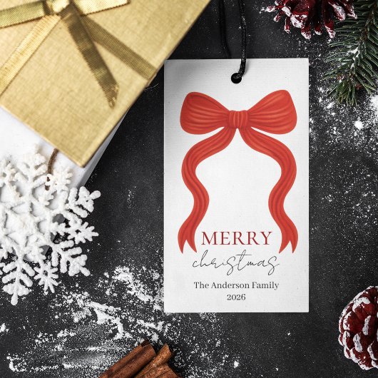Elegant Red Bow Christmas Party - Geschenkanhänger