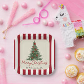 Elegant Red Bow Christmas Tree Party Paper Plates Pappteller (Party)