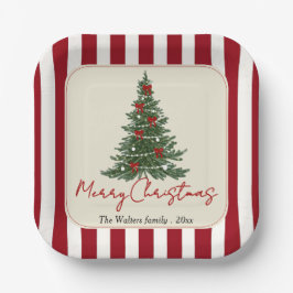 Elegant Red Bow Christmas Tree Party Paper Plates Pappteller