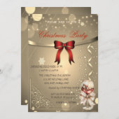 Elegant Red Bow,Confetti Company Christmas Party Einladung (Vorne/Hinten)