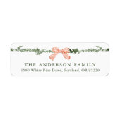 Elegant Red Bow Greenerity Garland Rücksendeadress (Vorne)