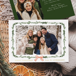 Elegant Red Bow Greenerland Garland 2 Foto Folien Feiertagskarte