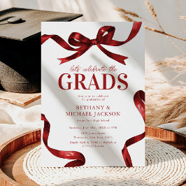 Elegant Red Bow Joint Graduation Party Einladung