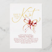 Elegant Red Bow She's Tying The Knot Bridal Shower Folieneinladung (Vorderseite)