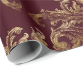 Elegant Red Brocade Weihnachten Geschenkpapier (Rolleneckpunkt)