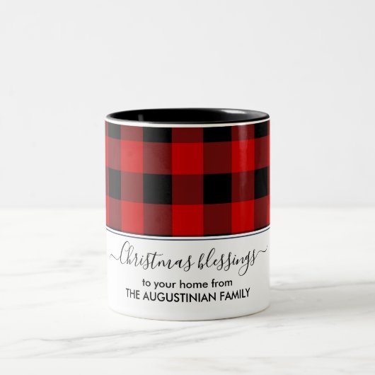Elegant Red Buffalo CHRISTMAS Zweifarbige Tasse (Mittel)