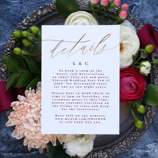 Elegant Red Burgundy Info Unterkunft Gold RSVP Karte